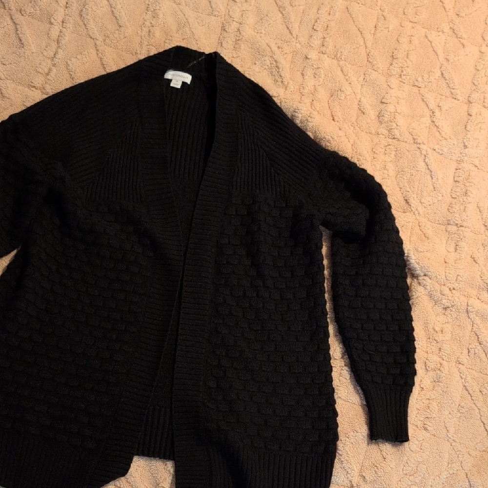Charter Club Black Ribbed Open Cardigan